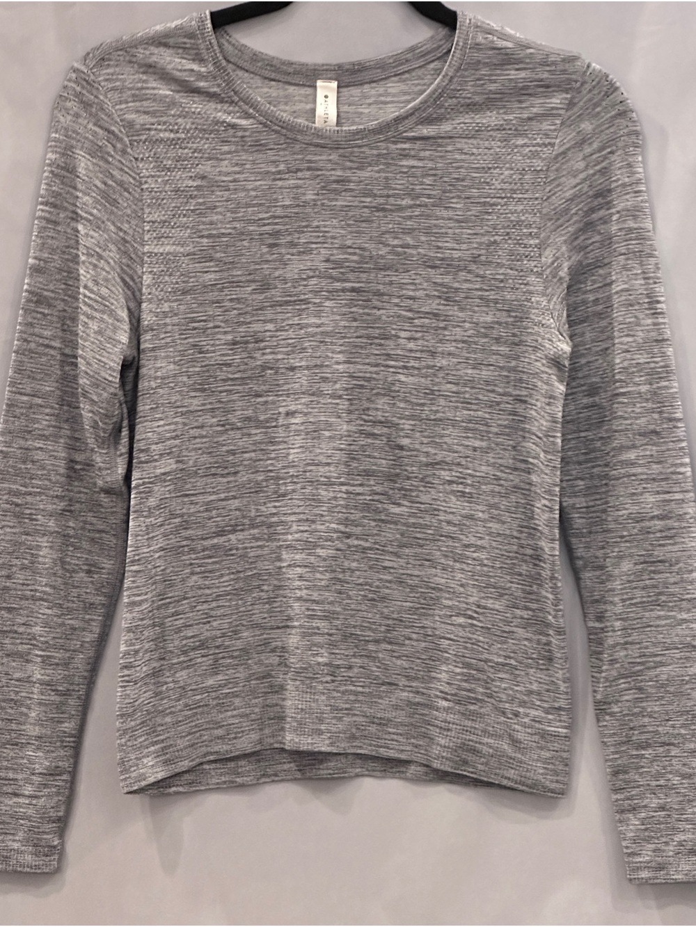 Athleta Gray Marled Long-Sleeve Crew Top